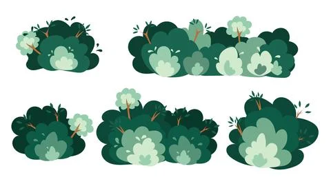 Collection of Shrub Elements for additional Garden Interiors Stock Illustration