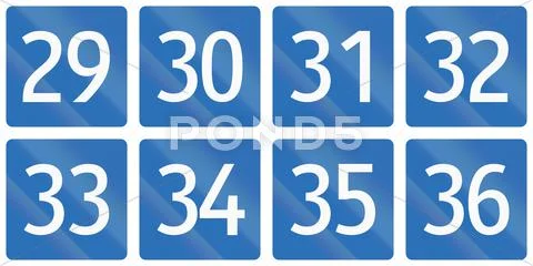 Collection of Signs of Bundesstrassen (Federal Roads) in Austria Stock Illustration