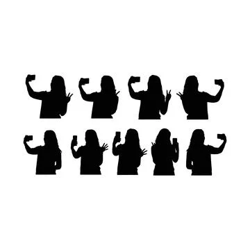 Collection of Silhouette Figures Displaying Various Arm and Hand Gestures i.. Stock Illustration