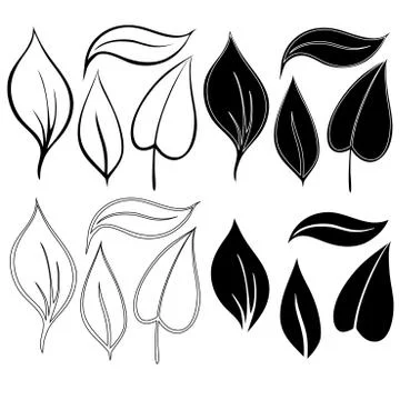 Collection silhouettes of leaves. Stock Illustration