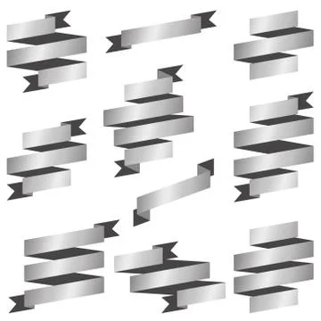 Collection silver banners Stock Illustration