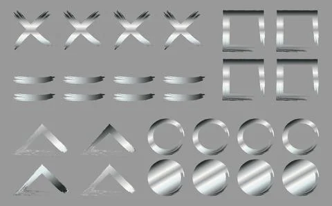 COLLECTION OF SILVER BRUSH AND CIRCLE STROKE Stock Illustration