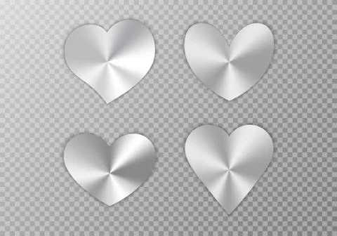 Collection of silver hearts Stock Illustration