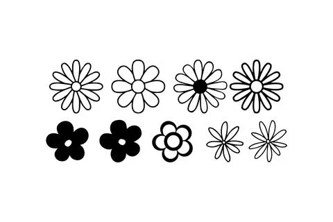Collection of Simple Flower Icon. Vector illustration design. Stock Illustration