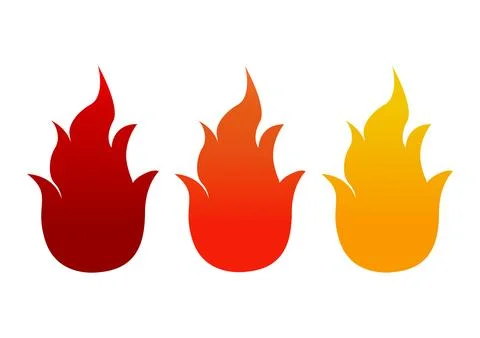Collection of simple illustrations of three types of fire designs Stock Illustration