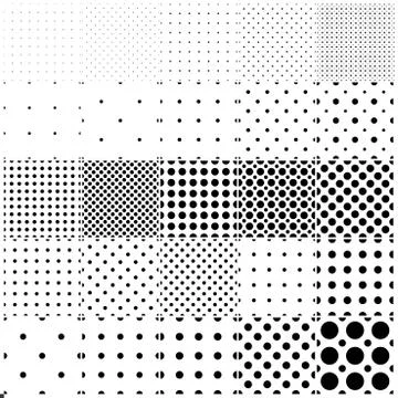 Collection of simple seamless dotted patterns. Illustrazione stock