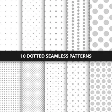 Collection of simple seamless dotted patterns. Illustrazione stock
