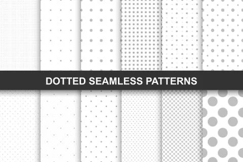 Collection of simple seamless dotted patterns. Stock Illustration