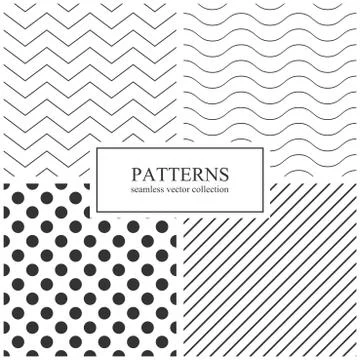 Collection of simple seamless geometric patterns. Ilustração Stock