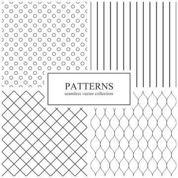 Collection of simple seamless geometric patterns. Illustrazione stock