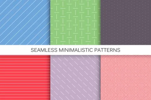 Collection of simple seamless geometric patterns - colorful backgrounds. Illustrazione stock