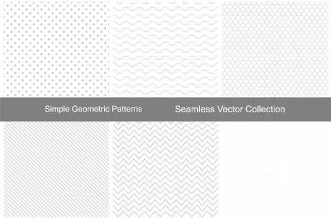 Collection of simple seamless patterns. Stock Illustration