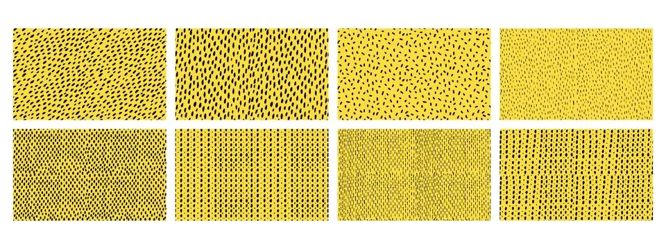 Collection of simple seamless patterns with small dashes. Vector wallpaper wi Illustrazione stock