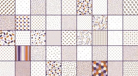 Collection of simple seamless retro patterns. Color repeatable bright Illustrazione stock