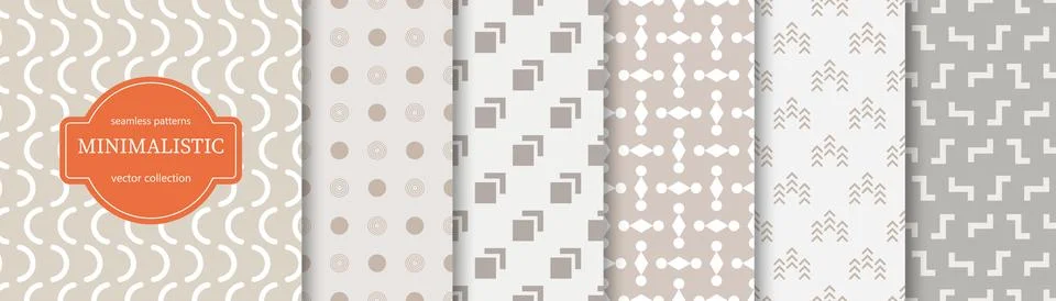 Collection of simple seamless stylish patterns. Minimalistic endless beige ba Иллюстрация
