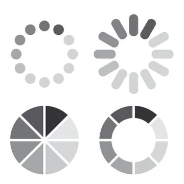 Collection of simple web preloaders in grayscale Stock Illustration