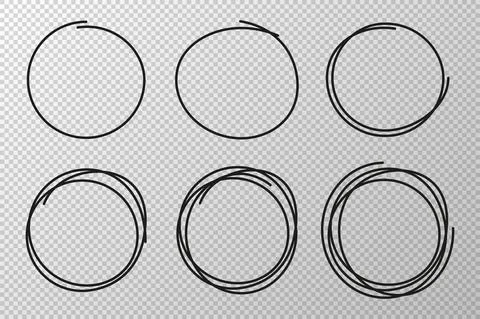 Collection with six hand drawn circle black color and of different design iso Stockillustratie