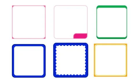 Collection of Six Minimalist Square Frames with Different Border Styles and.. Stock Illustration