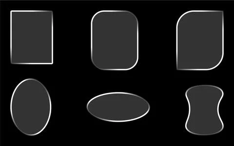 Collection of six modern black frames with silver outline Stock Illustration