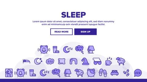 Collection Sleep Time Elements Vector Icons Set Stock Illustration