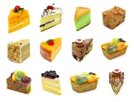 Collection of slices cake Stock Photos