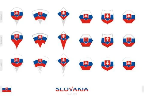 Collection of the Slovakia flag in different shapes and with three differen.. Stock Illustration