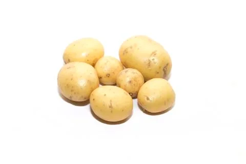 Collection of small potatoes on a white background Foto stock