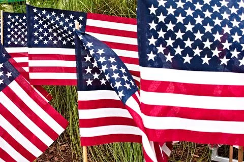 A Collection of Small US Flags Stock Photos