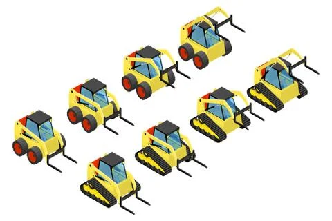 Collection of small yellow loaders Stock Illustration