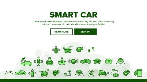 Collection Smart Car Elements Icons Set Vector Stock Illustration