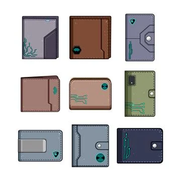 Collection of smart digital wallets for modern transactions Stock Illustration