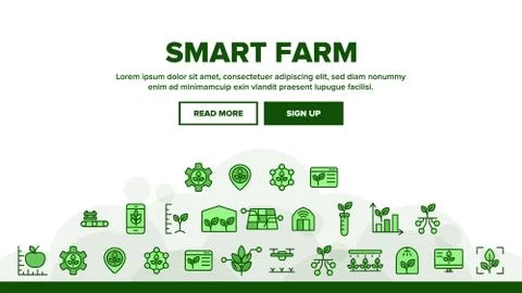 Collection Smart Farm Elements Icons Set Vector Stock Illustration