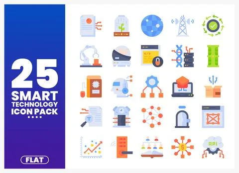 Collection of smart technology flat icons representing innovation. automati.. Stockillustratie