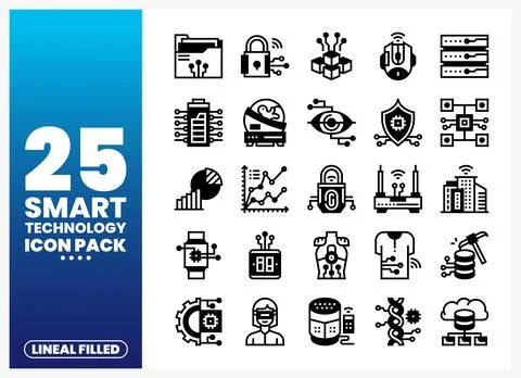 A collection of smart technology icons for digital use. イラスト素材