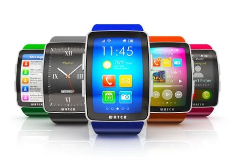 Collection of smart watches Illustrazione stock