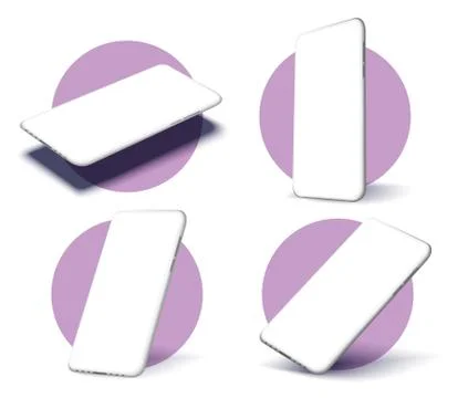 A collection of smartphones at different angles. Collection mobile phones Illustrazione stock
