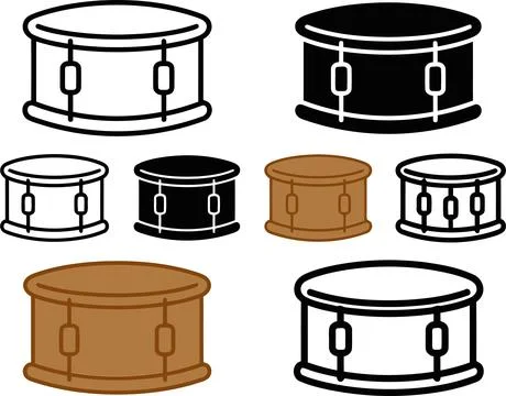 Collection of Snare Drums in Different Styles and Colors Stock Illustration