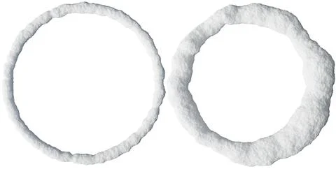 A collection of snow circle frames showcases bright white snow arranged in va Stock Illustration