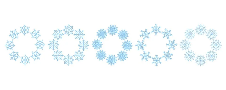 Collection of snowflake wreath frames. Ideal for winter holiday, Christmas,.. Stock Illustration