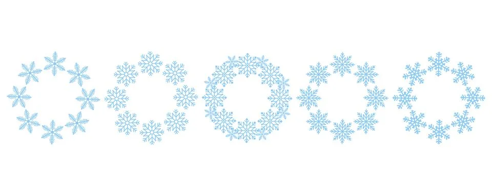 Collection of snowflake wreath frames. Ideal for winter holiday, Christmas,.. Stock Illustration