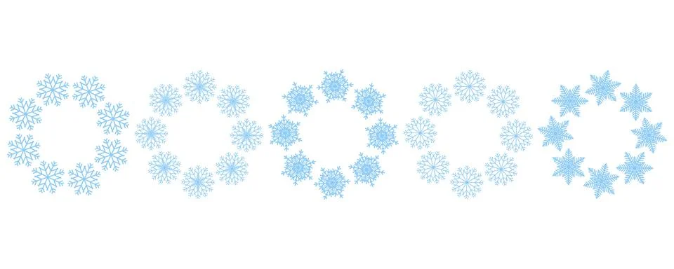 Collection of snowflake wreath frames. Ideal for winter holiday, Christmas,.. Stock Illustration