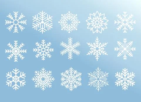 Collection of Snowflakes Flat Vector Stock Illustration