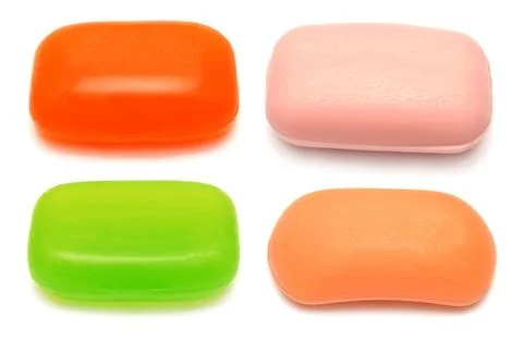 Collection of soap isolated on white background Stock Photos