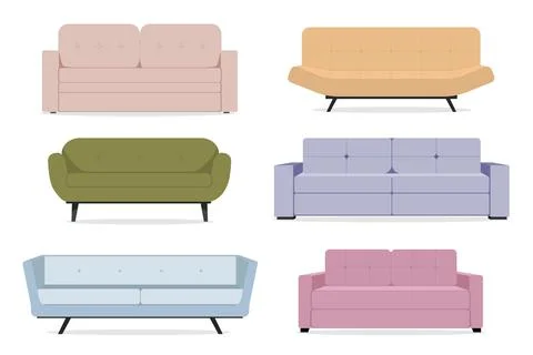 Collection of sofas in a flat style. Stock-Illustration