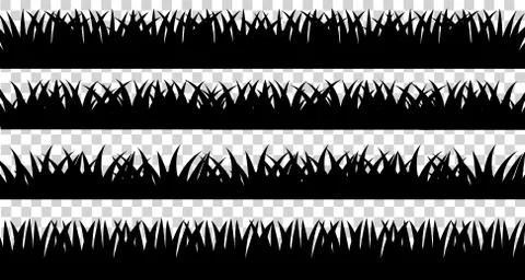 Collection of solid black grass isolated from a white background. Vector illu イラスト素材