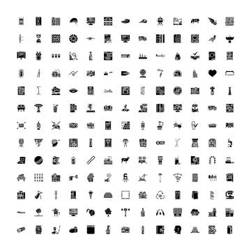 Collection of solid glyph icons for web and mobile Stock Illustration