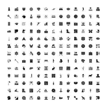 Collection of solid glyph pictograms and web symbols 스톡 일러스트