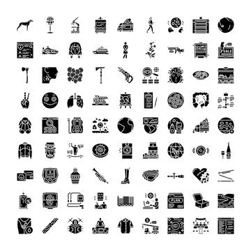 Collection of solid glyph web graphics and digital illustrations Stock Illustration