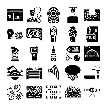 Collection of solid icon set symbols Stock Illustration
