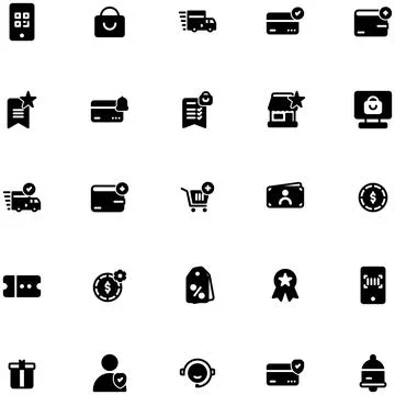 Collection of solid style ecommerce icons Stock Illustration